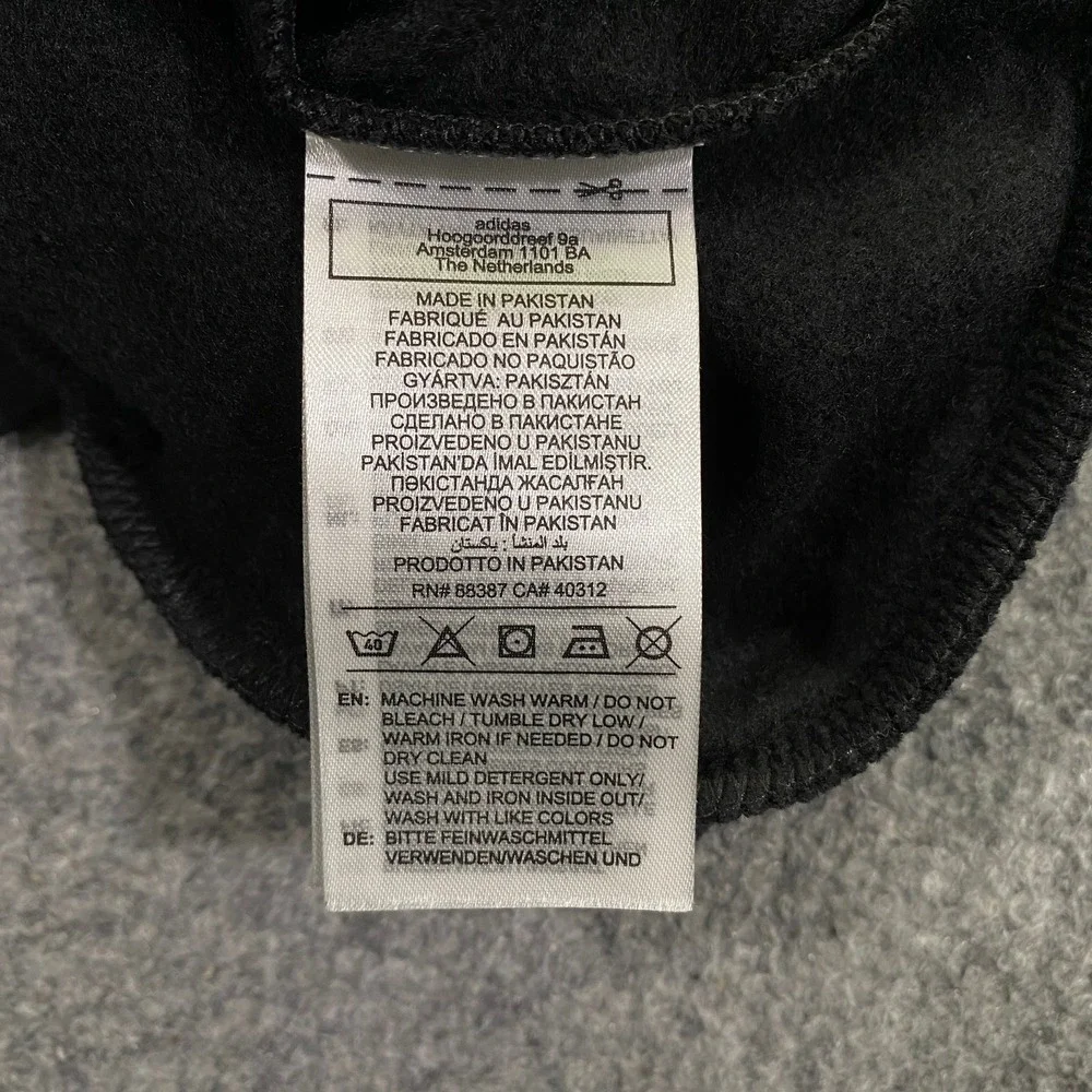 Adidas Trefoil Big Logo Sweatshirt Hoodie Mens Large Black White Fleece Pullover